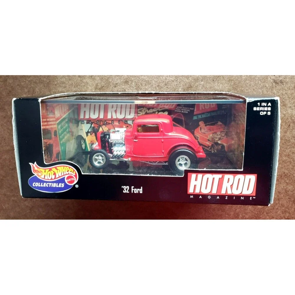 2000 HOT WHEELS COLLECTIBLES 1932 FORD RED #1/5 HOT ROD SERIES I MAGAZINE 1:43